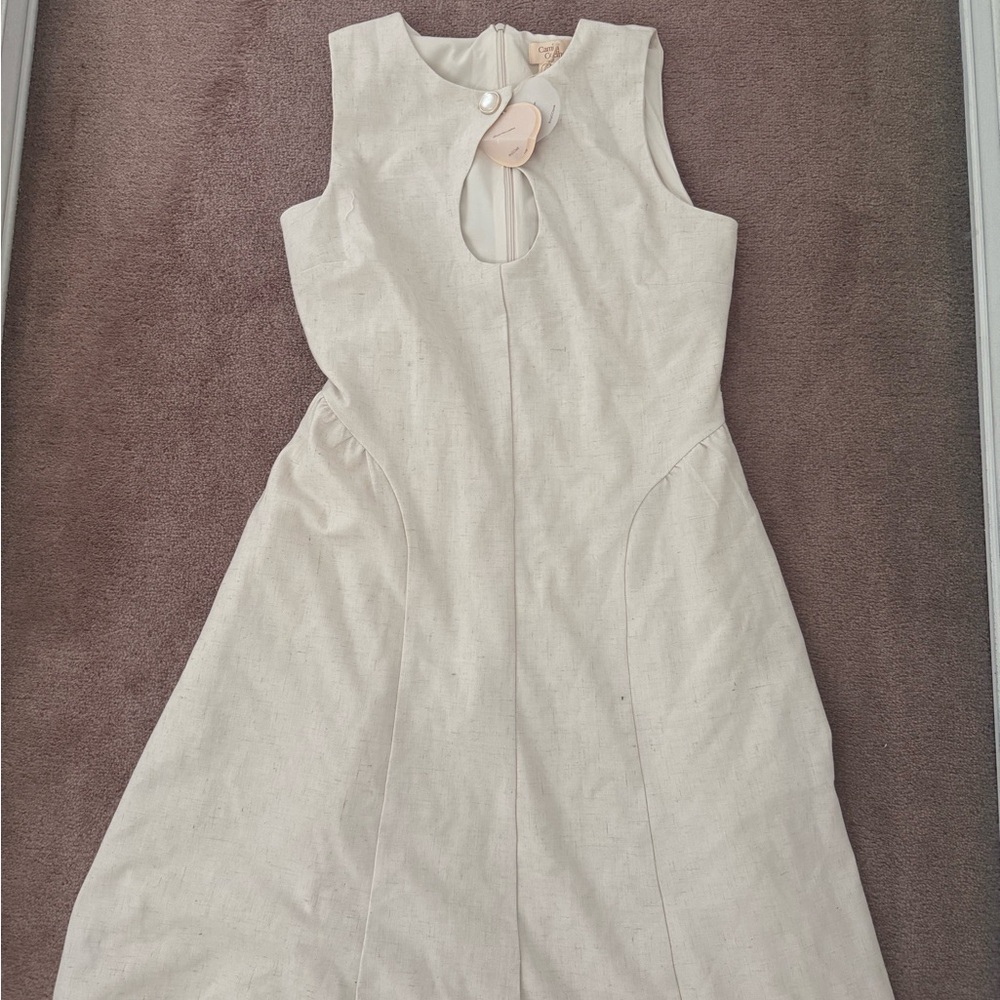 Camila Coelho Cream Sleeveless Keyhole Midi Dress